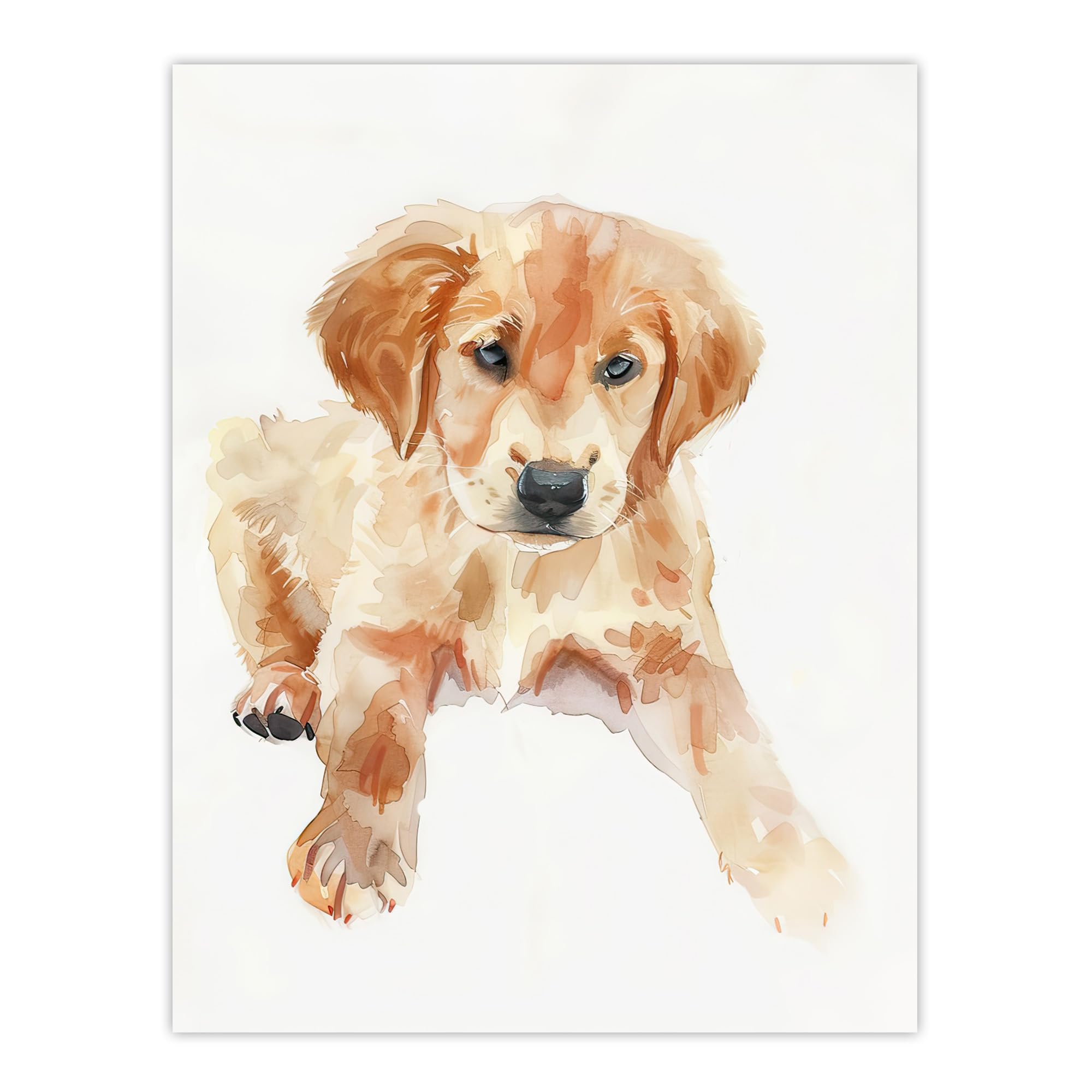 Artery8 Dog Lover Golden Retriever Puppy Soft Watercolour Kids Bedroom Nursery Extra Large XL Wall Art Poster Print