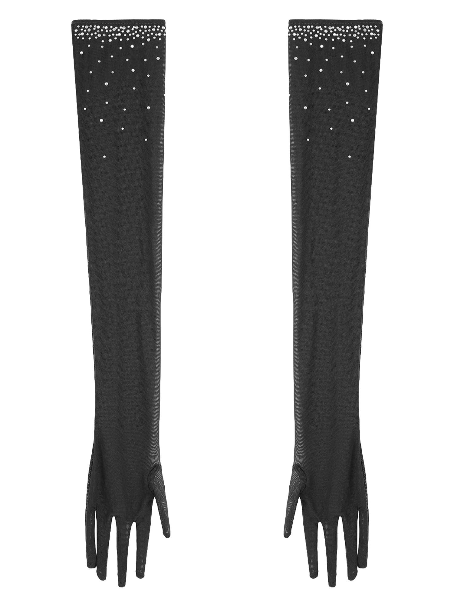 Traje de Danza Latina Salsa para Mujer con Flecos Maillot Patinaje Artístico con Guantes de Malla de Pedrerías Brillantes Traje Baile de Salón Tango Chachá S-XXL