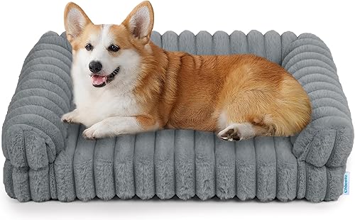 Chicute - Sofá ortopédico grueso para gatos grandes, sofá cama de espuma de apoyo impermeable para perros con funda lavable, cómodo sofá de piel