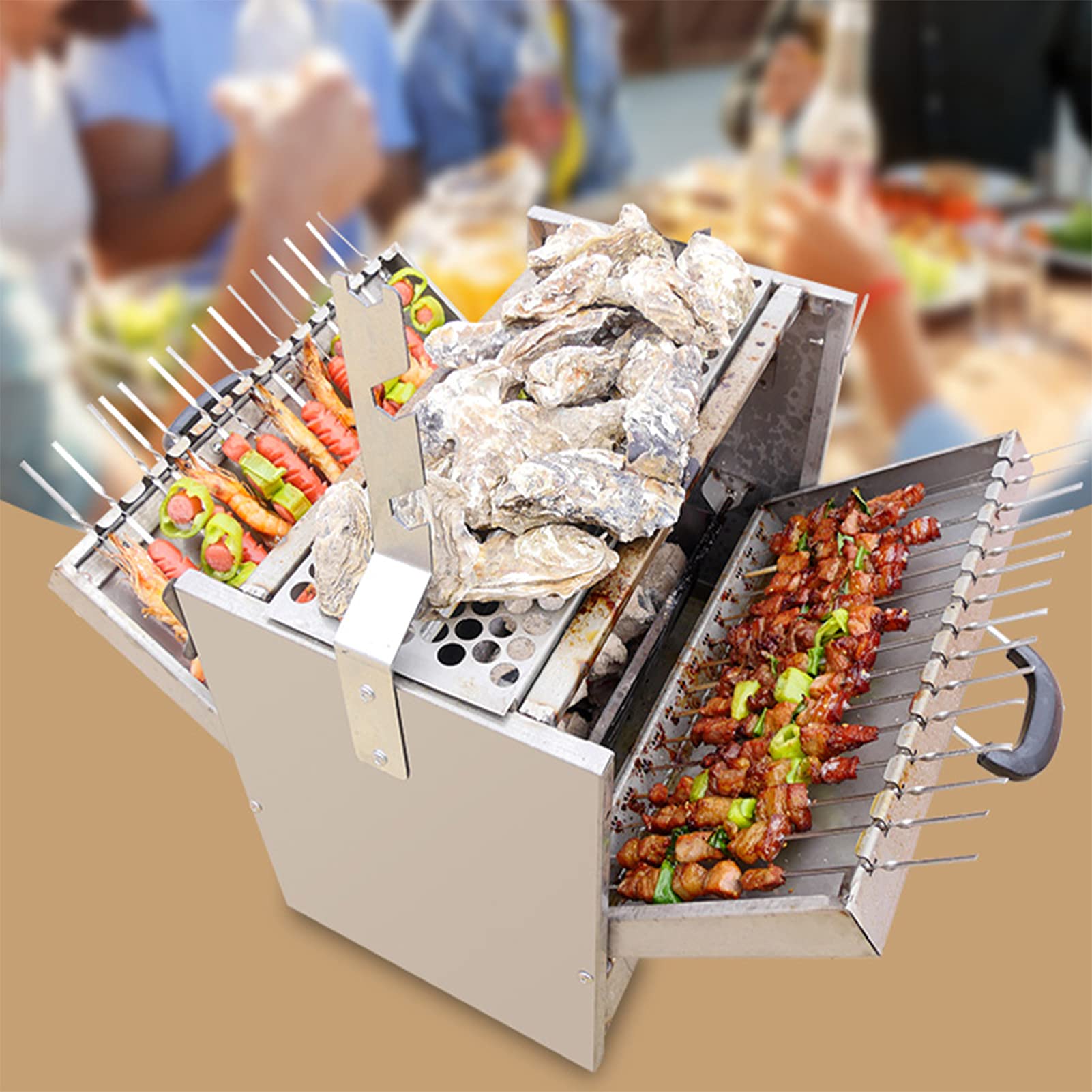 Barbecue Grill, Barbecue a Carbone, Barbecue Grill Domestico Senza Fumo Forno In Acciaio Inox Barbecue Artefatto Interno Cortile Esterno Carbone Spiedini Brasato Stufa Appesa