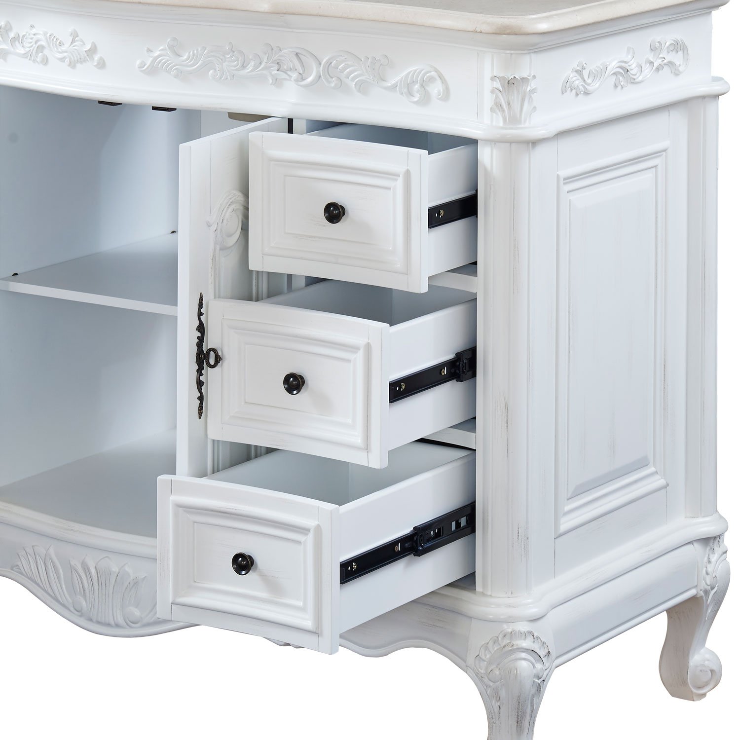 Silkroad Exclusive Countertop Marble Single Sink Bathroom Vanity with