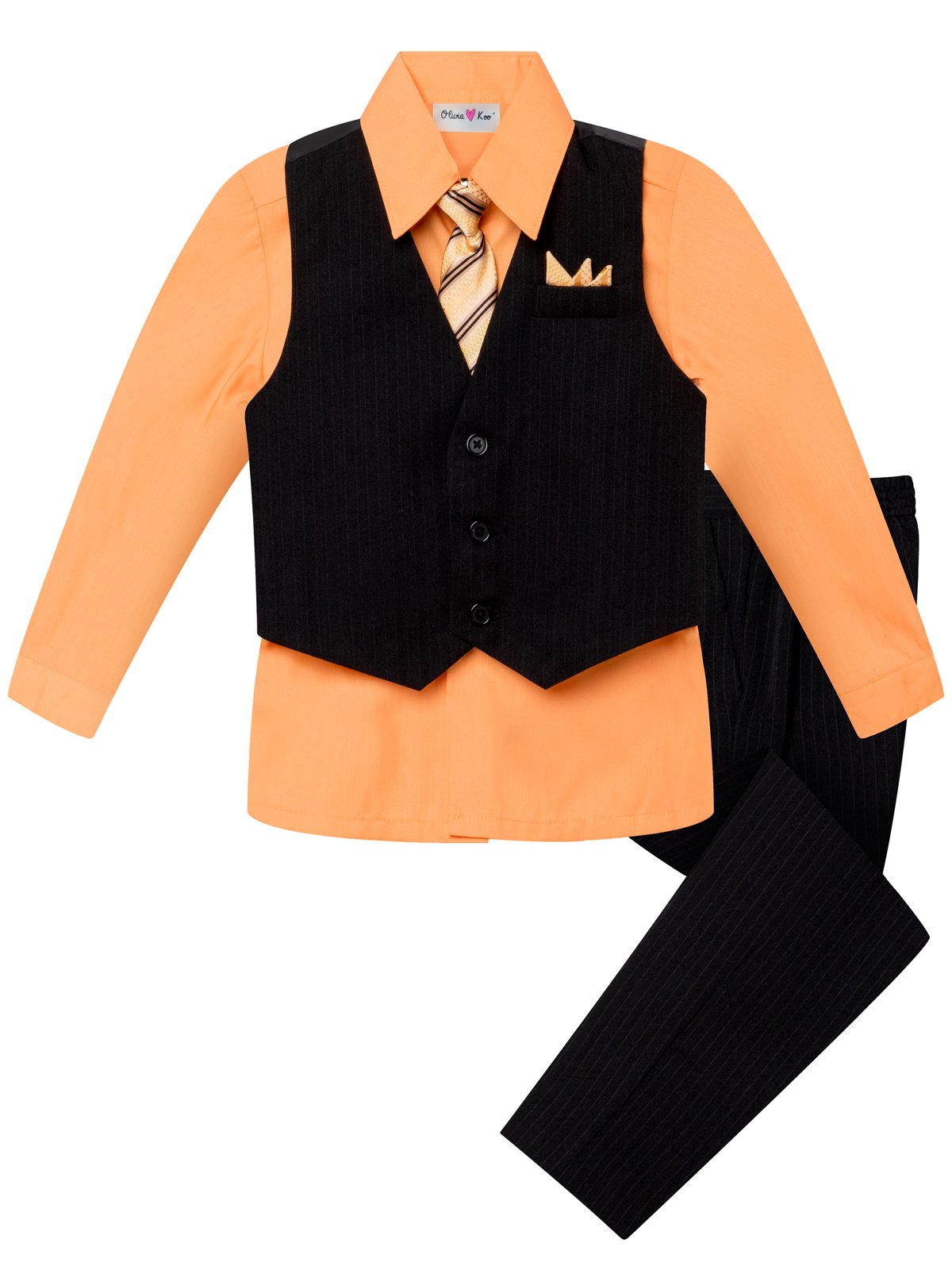 Baby and Big Boy's 4 Piece Pinstripe Vest Suit Set (Size S to 20)