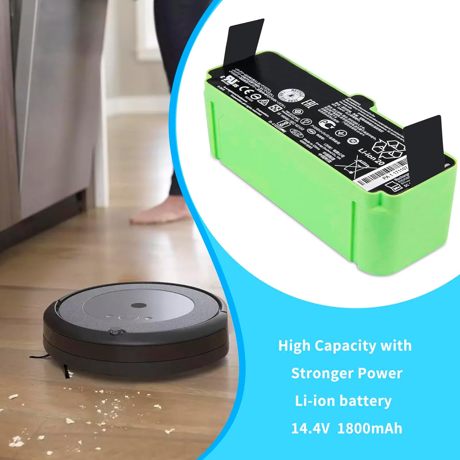 3300Mah Battery for iRobot Roomba 600 700 800 900 Series 960 801 805 850 860 877 890 891 895 780 775 760 695 680 675 640 Lithium ion Battery Replacement Series 4376392 4INR 19/65 14.14V