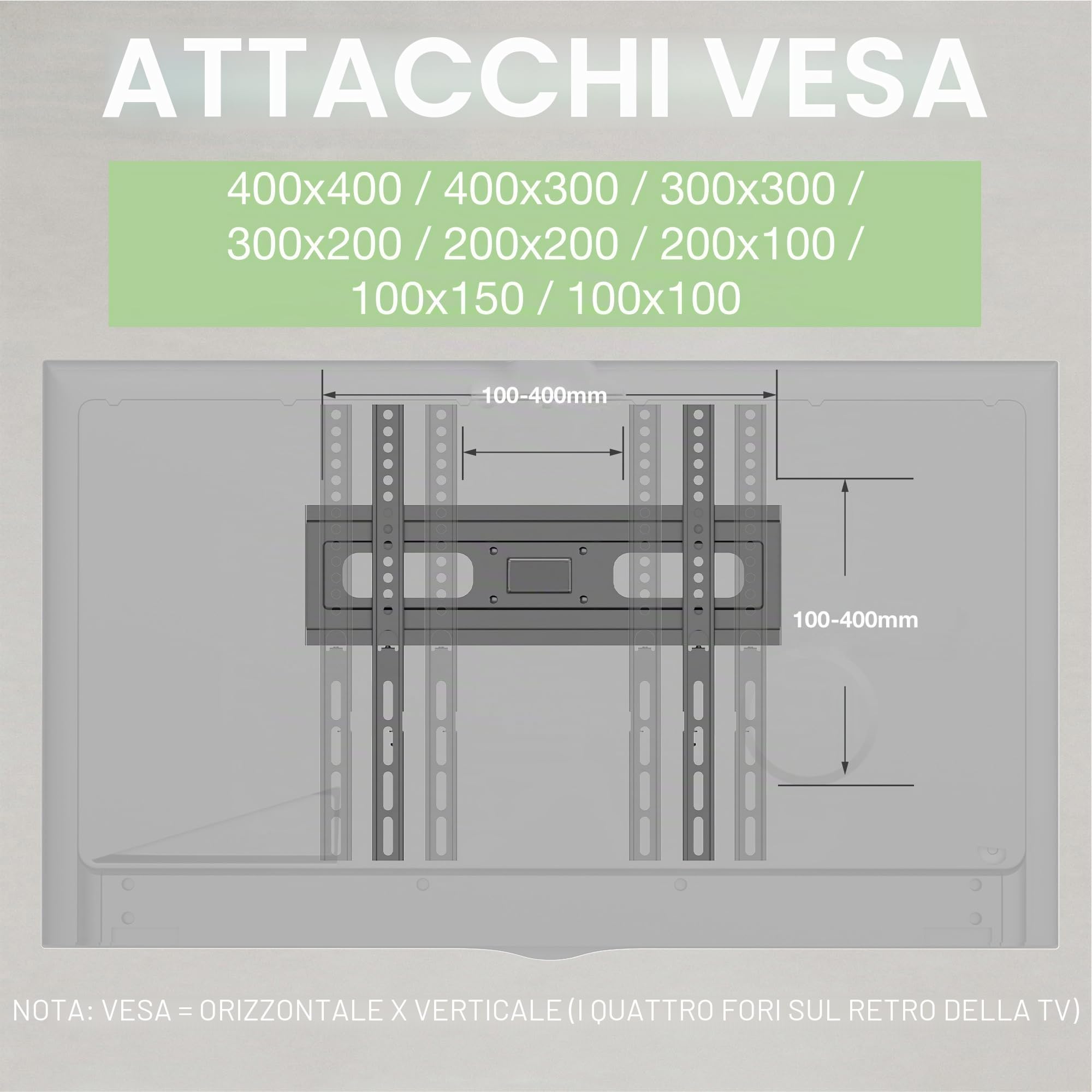 Supporto TV Parete - per 32-65 pollici TV LED LCD, 4K HDR Schermi - Inclinazione e Girevole Ultra Sottili - Max VESA 400x400mm - Capacità Massima di Peso 40 kg