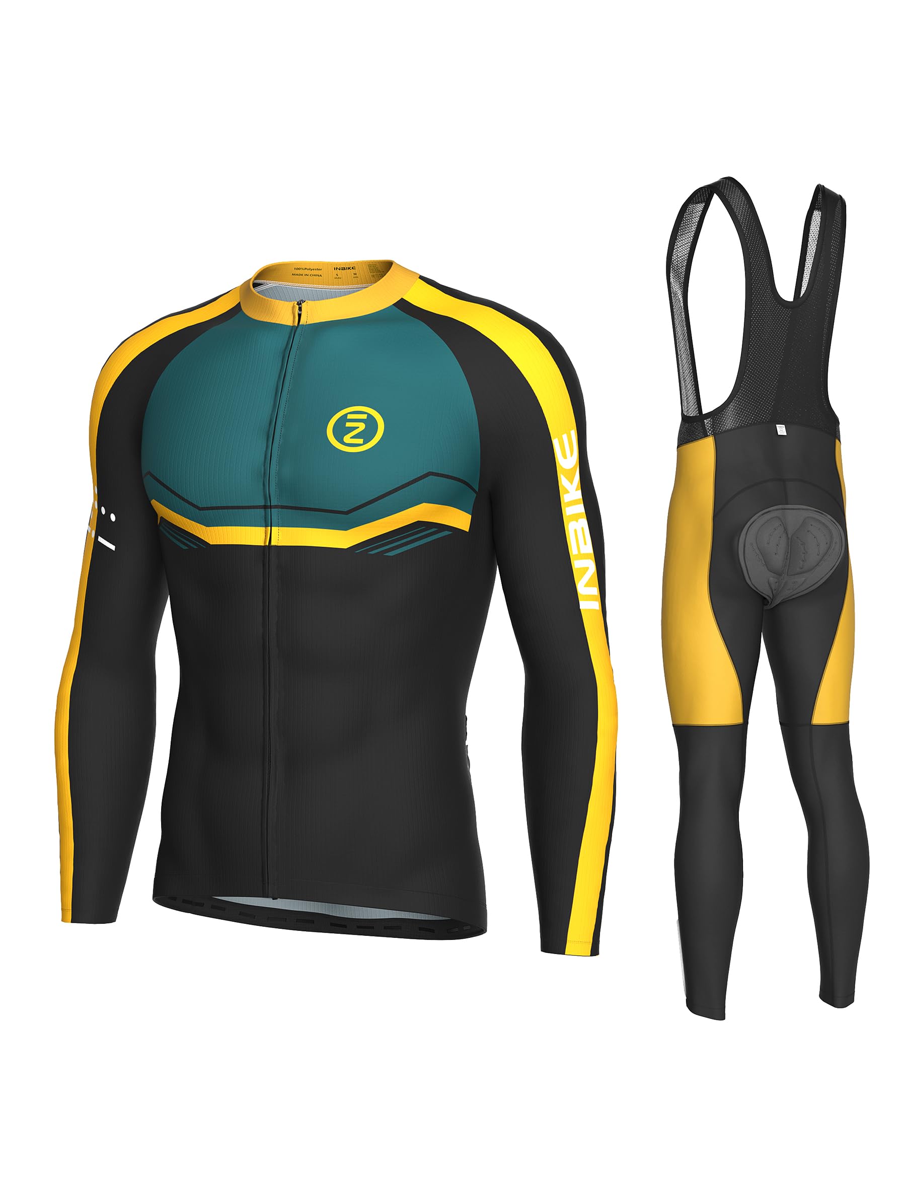 INBIKE Tenue Cycliste Homme Hiver Maillot Manche Longue+Cuissard Long Velo De Route Vtt Vêtements Respirant