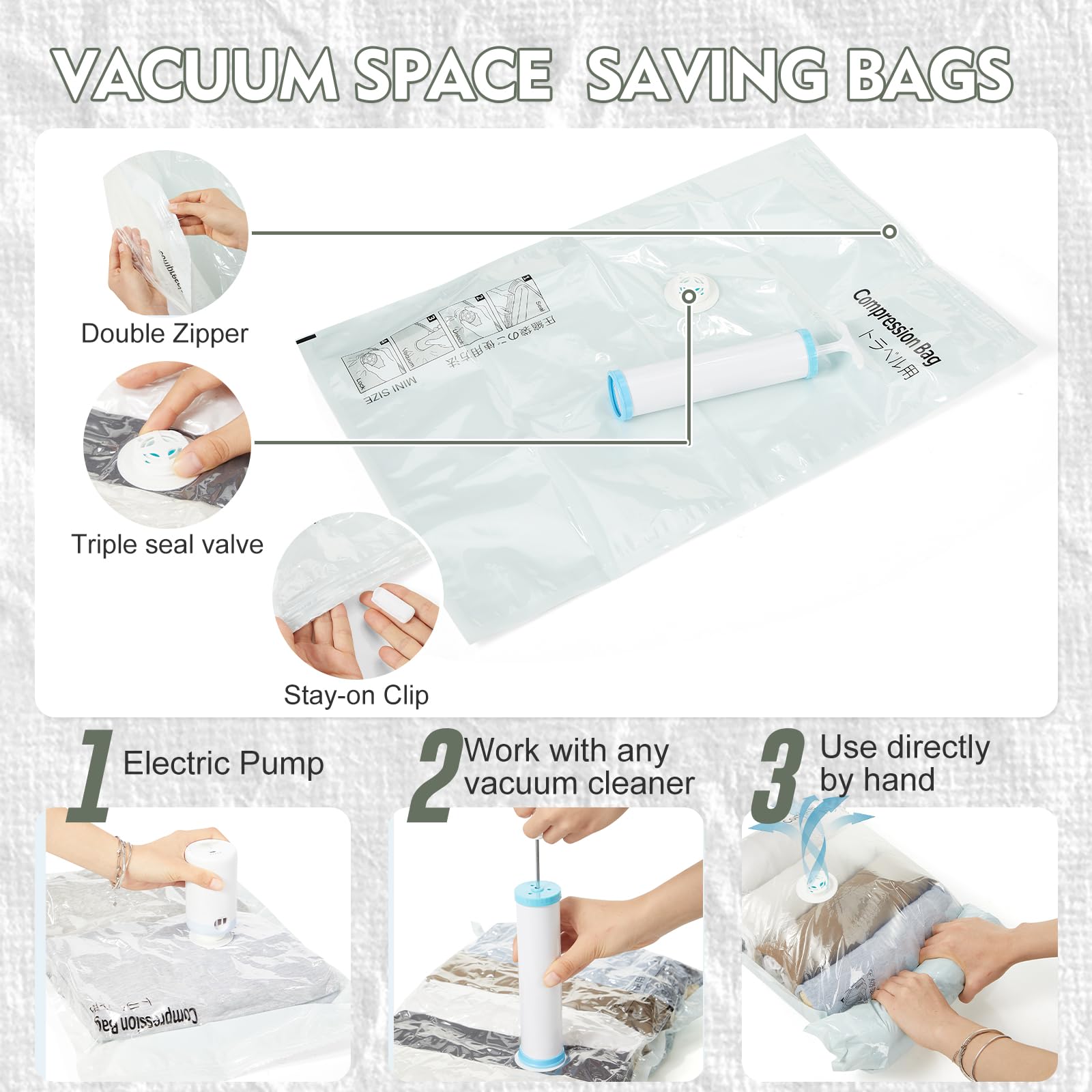 Bagage Cabine 40x30x20 sous Vide Sac a Dos Voyage Cabine Avion pour Ryanair | Sac Valise Cabine 40x30x20 avec Sac de Compression sous Vide & Pompe Manuelle Bagage à Main Imperméable -Bleu Saphir