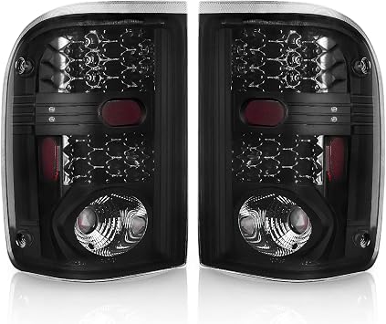 AUTOSAVER88 LED Tail Lights Compatible with Ford Ranger 2001 2002 2003 2004 2005, Tail Lamps Black Smoke Replacement Assembly Left + Right Pair