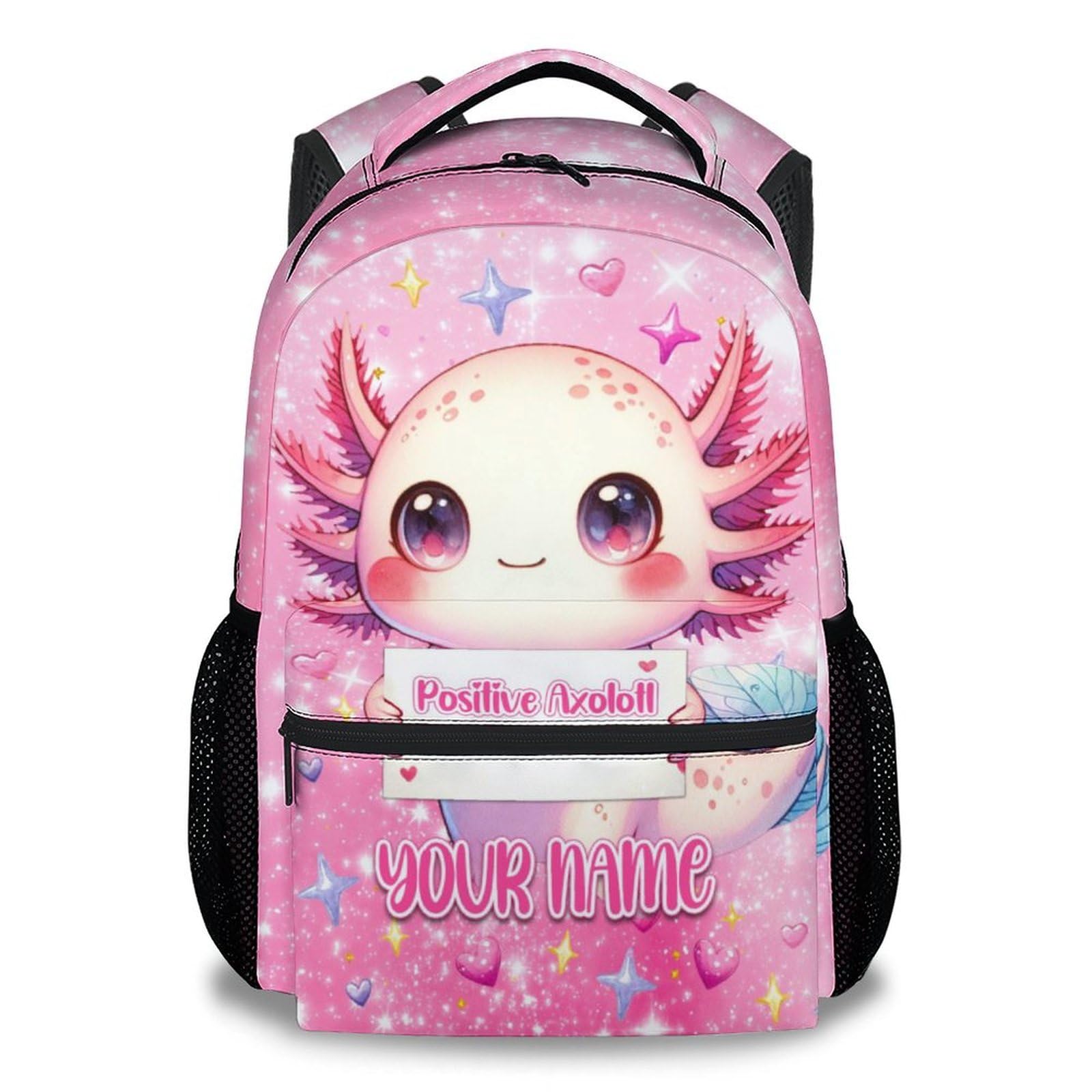BEOIIBIRD Custom Axolotl Backpack for Girls - 17 Inches Kids Backpacks for Primary School - Cute Large Capacity Animals School Bag for Kindergarten