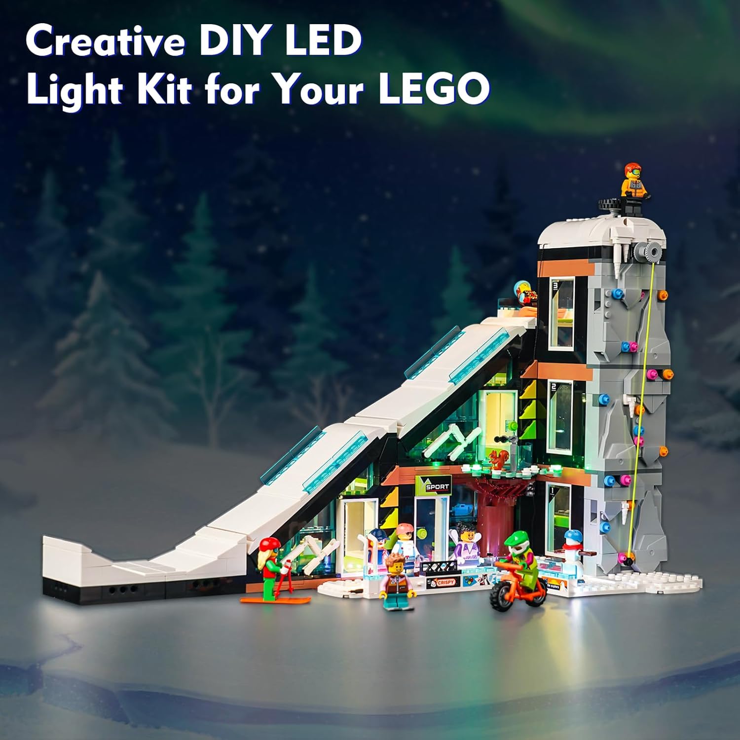 VONADO LED Light Kit Compatible with Lego Ski and Climbing Center 60366, DIY Creative Lighting Set Accessories Compatible with Lego 60366 Building Set (Lights Only, No Models)