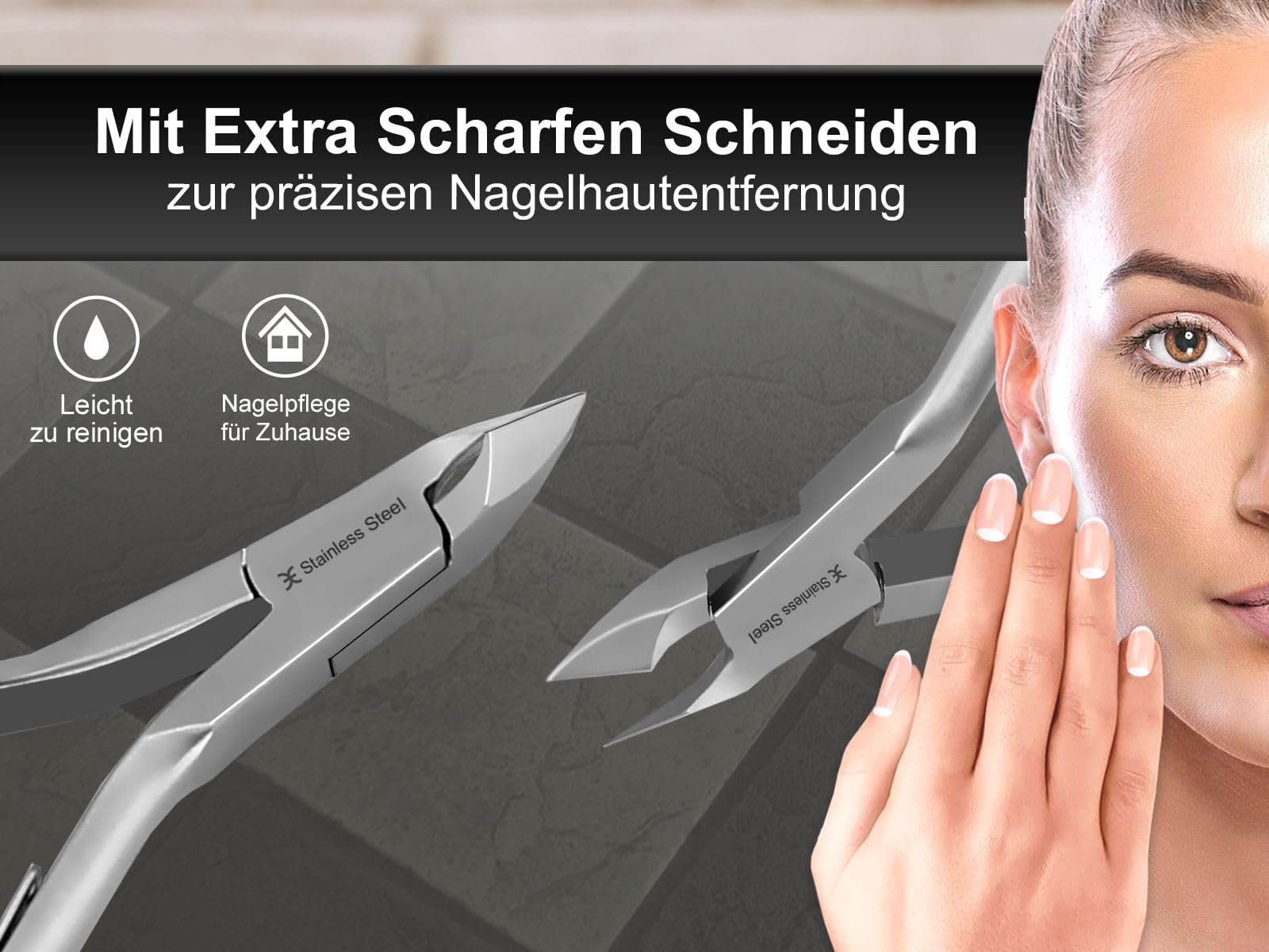 Präzision Nagelhautzange Hautzange Excellent-Solingen mit 7 mm Schnittfläche aus rostfreiem Edelstahl