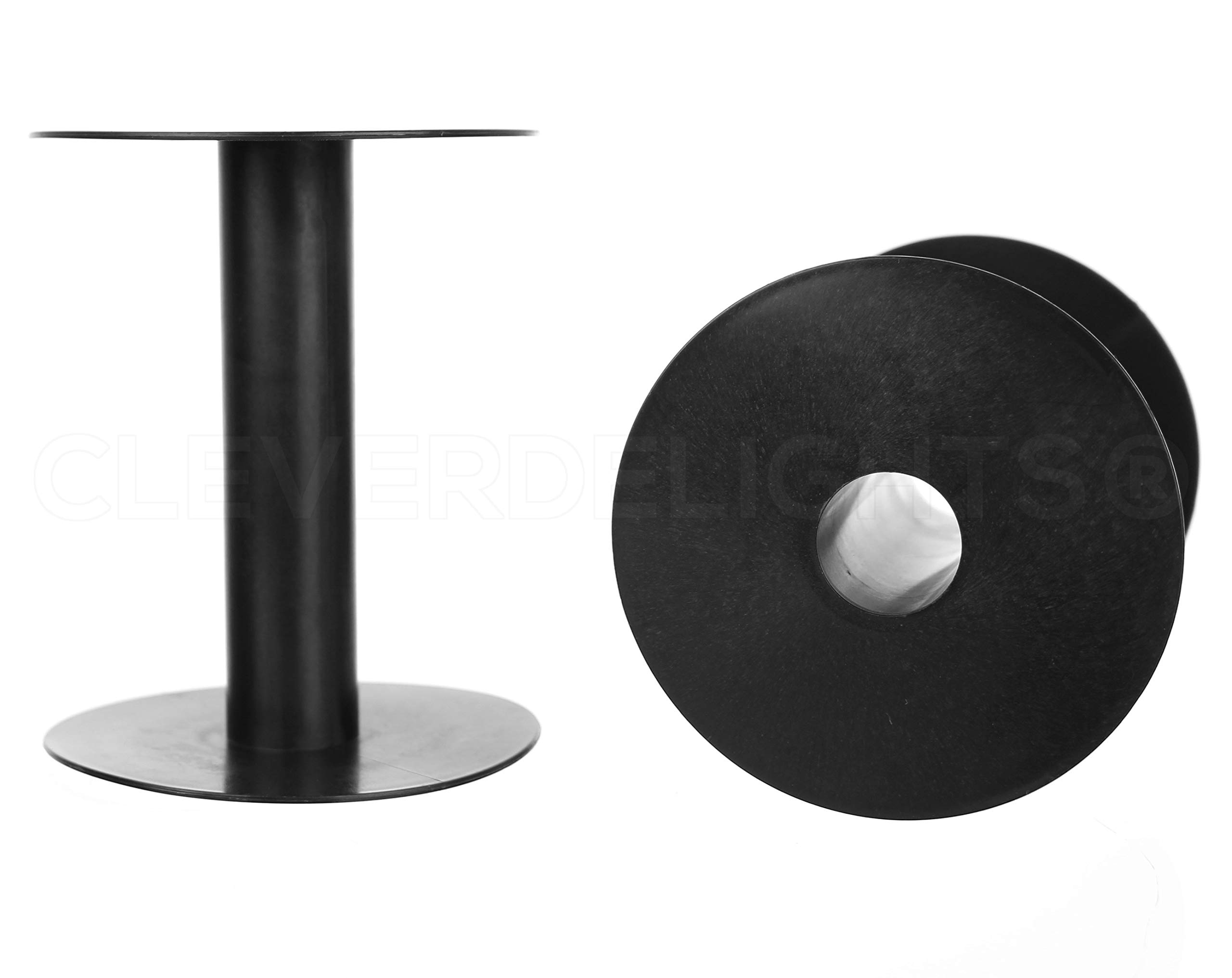 CleverDelights Plastic Spools - 4 3/8" x 3 5/8" - Black - 8 Pack