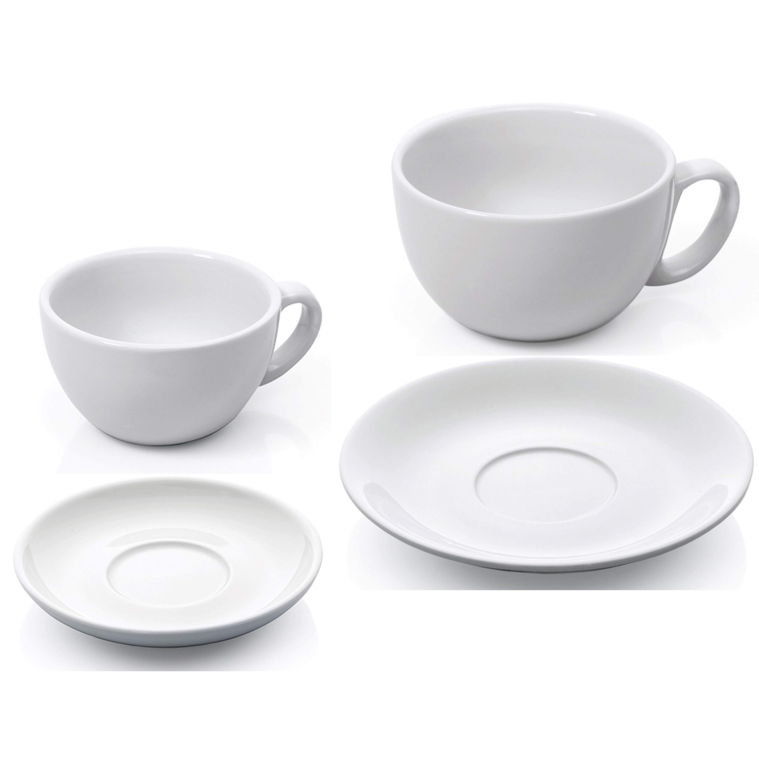 Gastro Spirit - 24-teiliges XL Kaffee-Tassen/Cappuccino-Tassen Set - Weiß, 280 ml + 350 ml, Porzellan, dickwandig