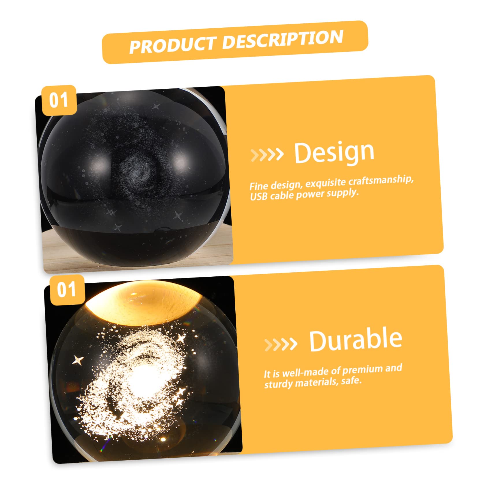 Cabilock 2pcs Crystal Night Light Base Glowing Decorative Sphere for Home Bar Office and Restaurant Unique Atmosphere Festivals and Special Occasions