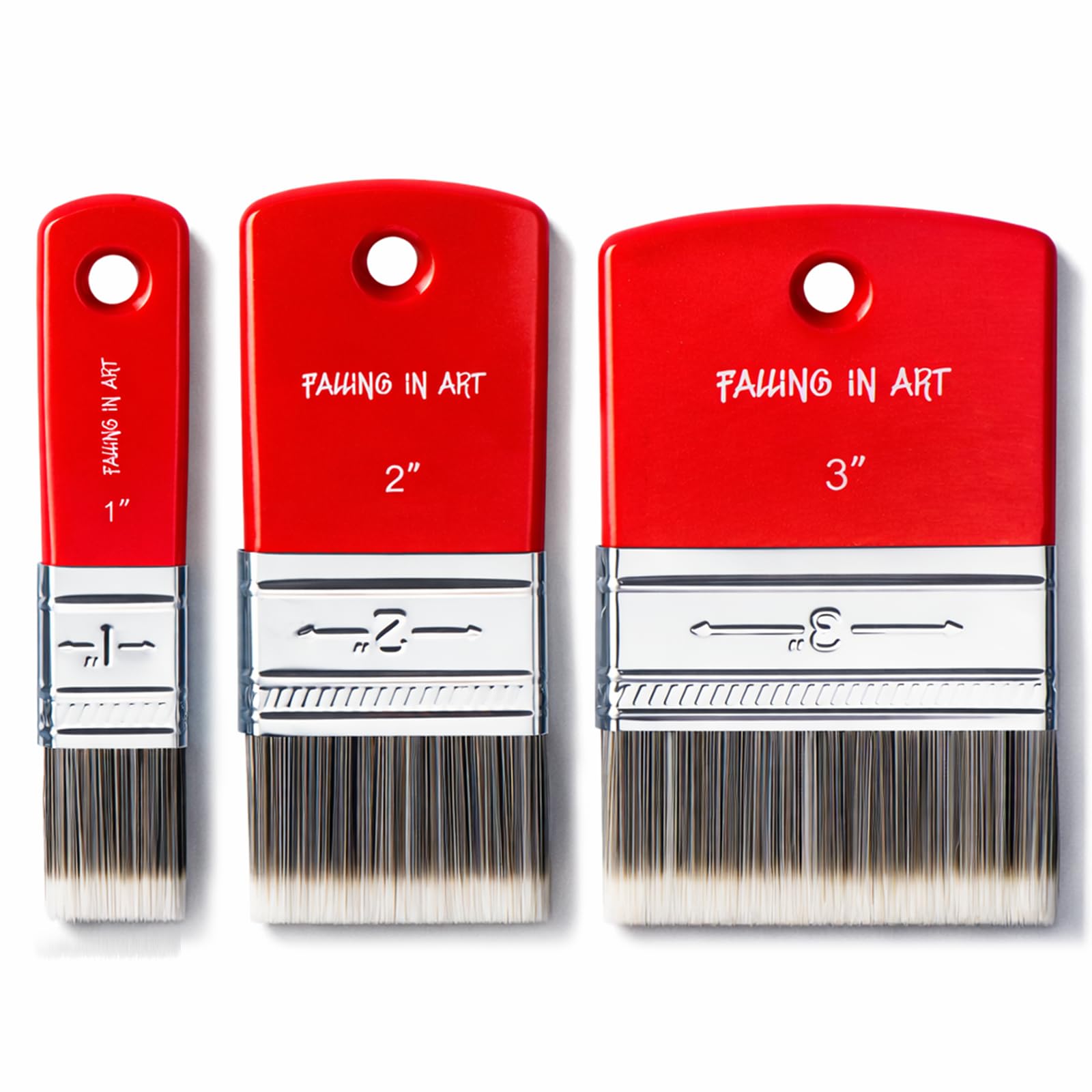 Falling in Art 3PCS Flat Paddle Paint Brush Set, Scale Brush for Oil and Acrylic Paints(1 Inch,2 Inch,3 Inch)