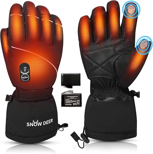 SNOW DEER Upgraded Heated Gloves Men Women,Ski Motorcycle Electric Battery Mittens Gloves