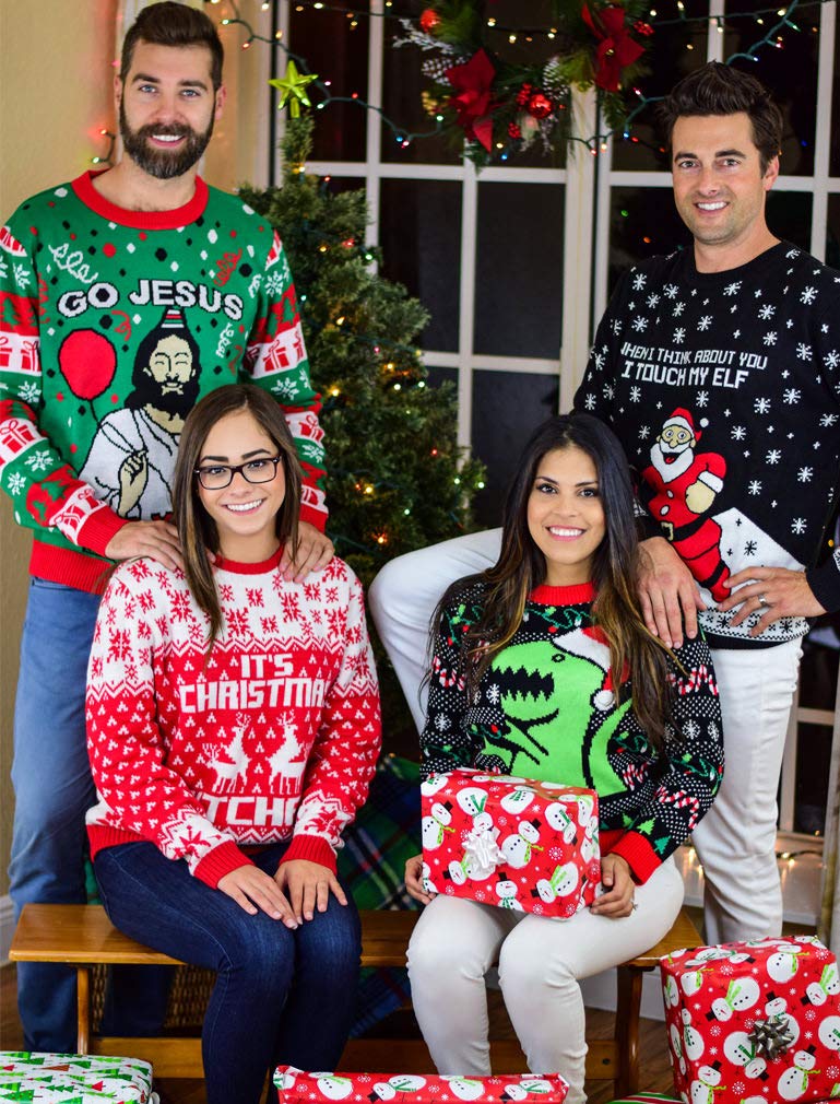 Jersey de punto de Navidad para hombre y mujer con imagen de Jesús e inscripción Go Jesus It's Your Birthday, suéter feo de Navidad
