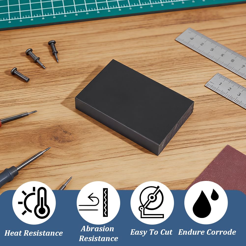 AHANDMAKER Lot de 3 blocs de taraudage en plastique HDPE noir haute densité pour travaux de bricolage et rénovation des sols, prototypage, projets de bricolage, 115 x 76 mm