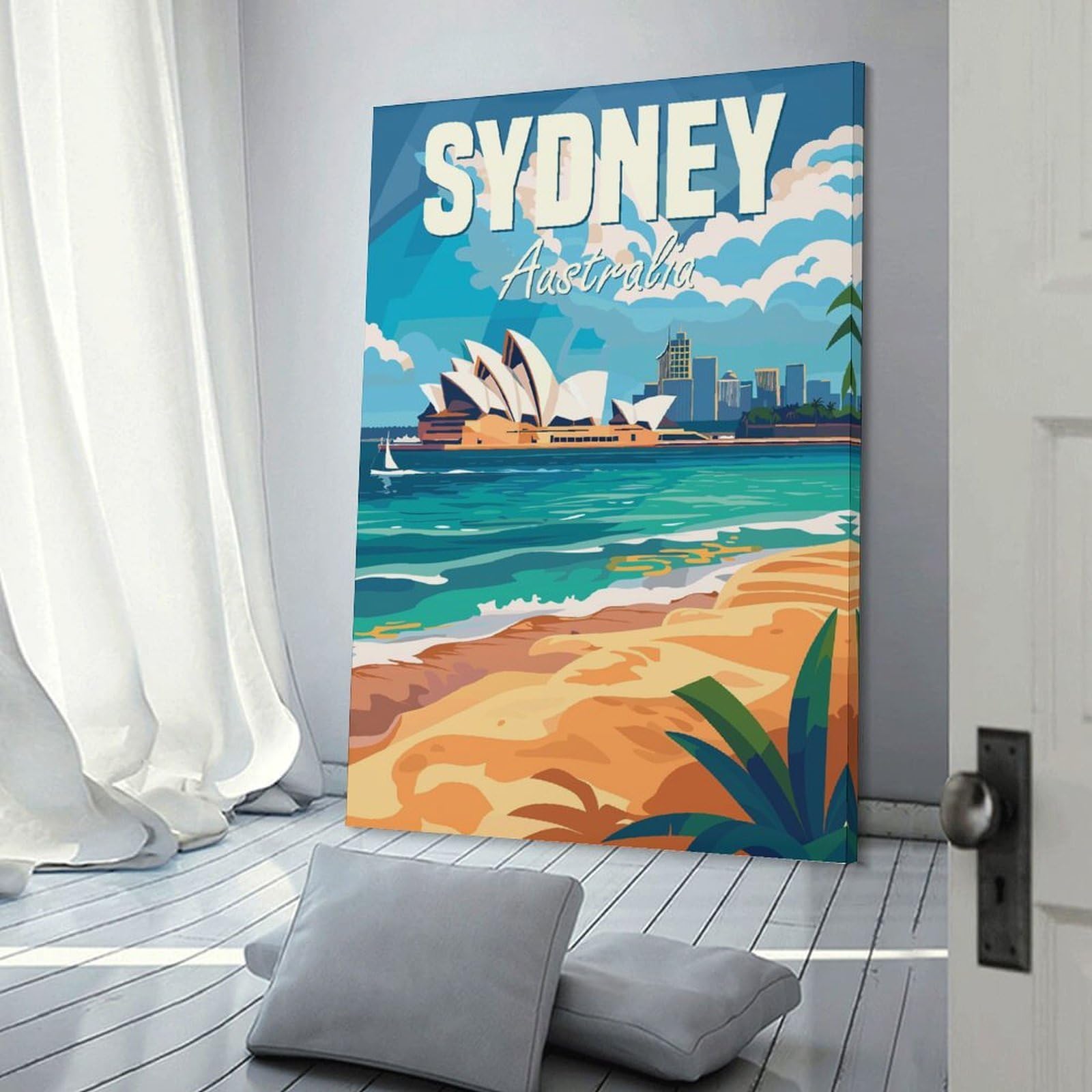 Junmoney Sydney Australia Home Decor Wall Art, 20x30inch(50x75cm), for Apartment Walls, Studios Or Work Areas, Decorative Canvas Decor for Home Updates