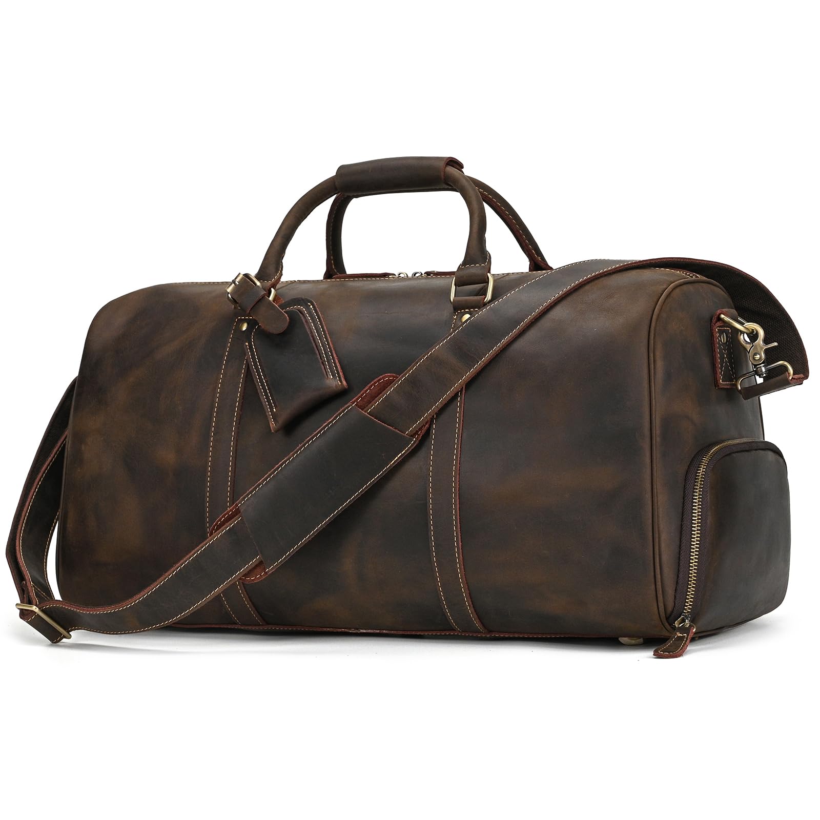 Torba podróżna w stylu vintage, męska, skórzana torba weekendowa do zawieszenia, duży bagaż podróżny, 55 cm, prawdziwa skóra bydlęca, Retro