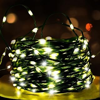 GIREALO LED Fairy String Lights with Remote Control - 300 LED 98FT Green Line Waterproof Outdoor/ Indoor Battery Operated ...