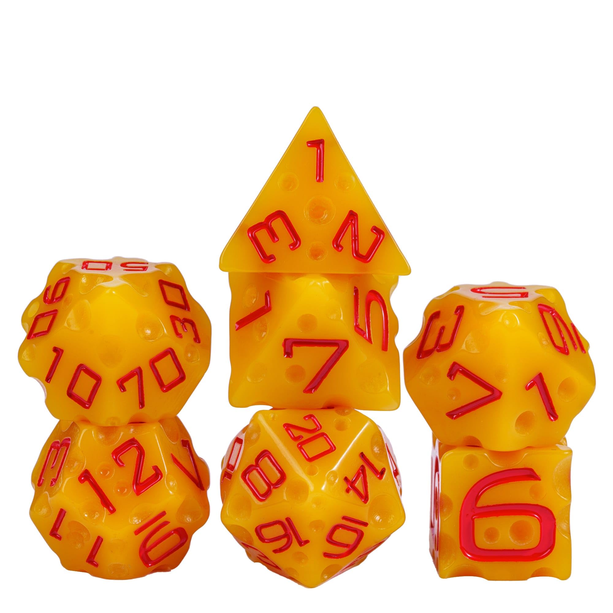 cusdie Polyhedral DND Dice Set Resin Dice Cheese Dice for Dungeons and Dragons Role Playing Game(RPG),Table Game,Board Games (Cheese)