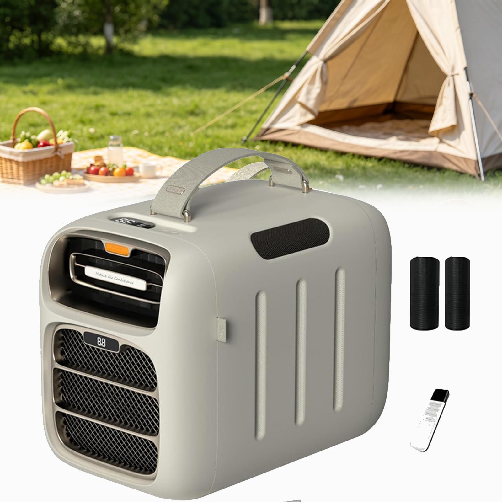 LQQYJSM Portable Tent Air Conditioner,Cooling Heating Dehumidifying,Camping Ac Unit, 800w Independent Heating Module, for Tents,RVs,and Vans,Coverage: 8–10 m² 3 Wind Speeds & Timing Function Cold