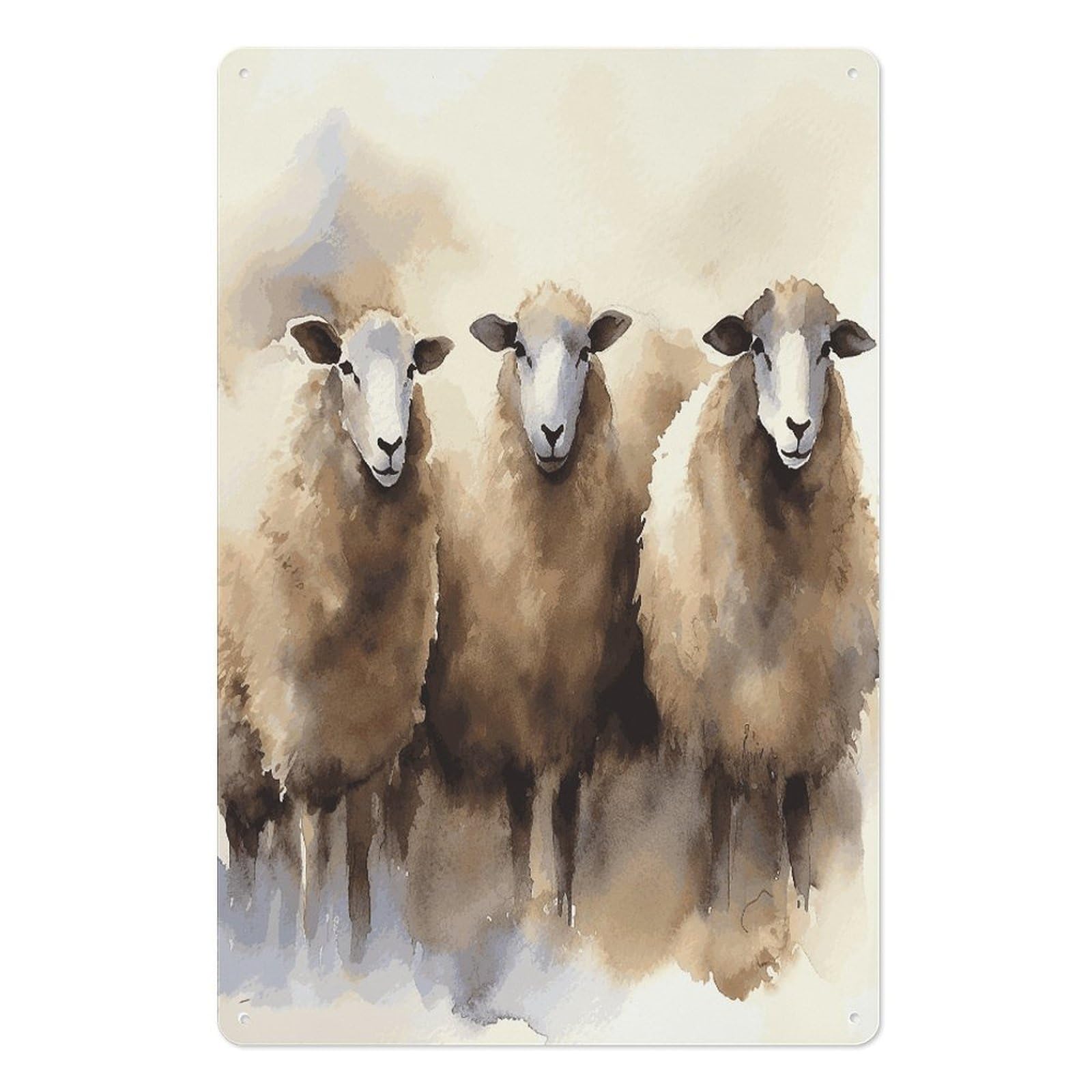 Adfgyerh Style Sheeps Watercolor Tin Sign Hanging Art Prints,Wall Decor For Gifting And Party Decoration 7.9X11.8 Inch,Wall Art For Home Garden Greenhouse Living Room Bedroom Yard