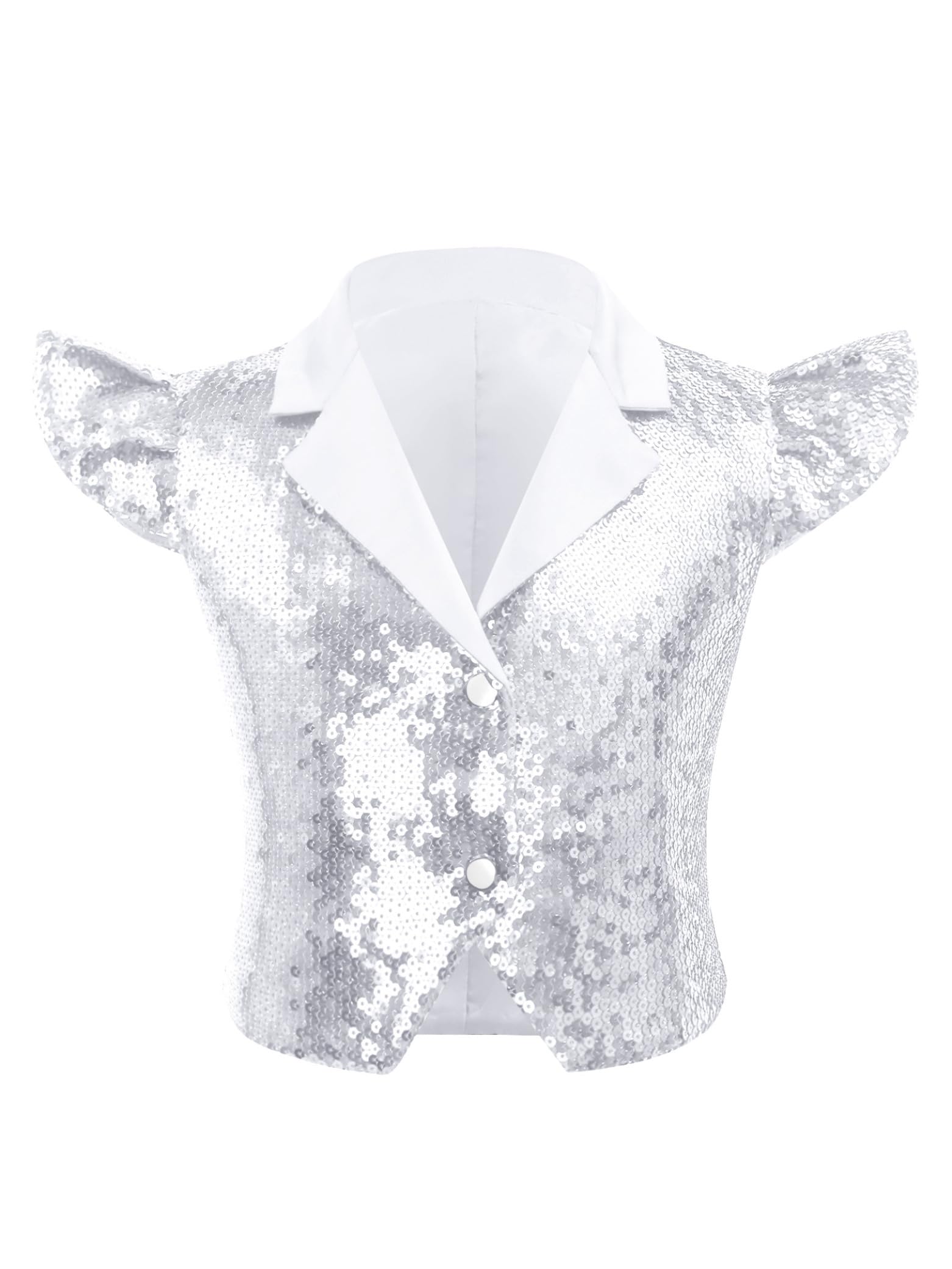 Jugaoge Mädchen Sommer Glitzer Crop Top Weste Kurzarm Shirts mit Rüschen und Lange Hose Slim Fit Leggings Ausgestellt Jazz Pants 2-Teillig Hochzeit Party Kleidung Set