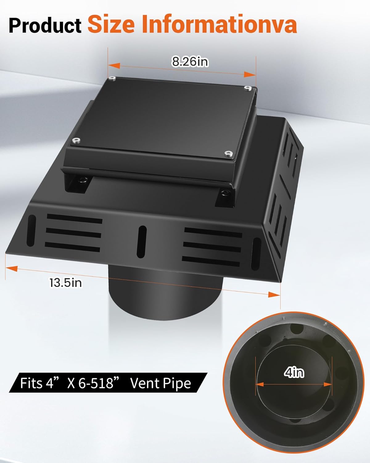 4" x 6-5/8" 46DVA-HC Horizontal Square Termination, Galvanized Steel Gas Fireplace Vent Cover Fit for Direct Vent Gas Stoves and Fireplaces Vent