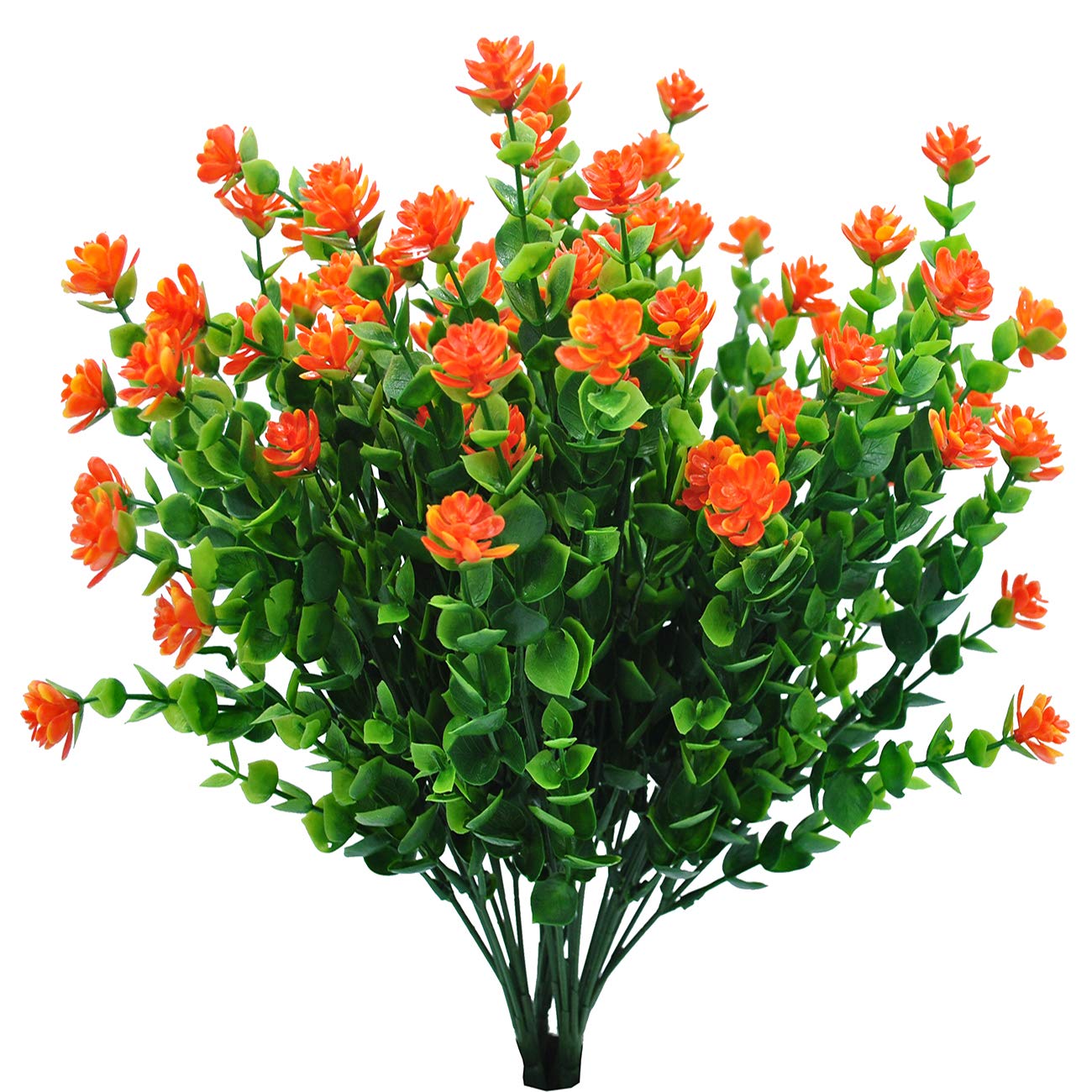 BeebelFake Shrubs Artificial Greenery Plants for Home Kitchen Dining Room Hanging Planter Garden,4 Bundles Orange