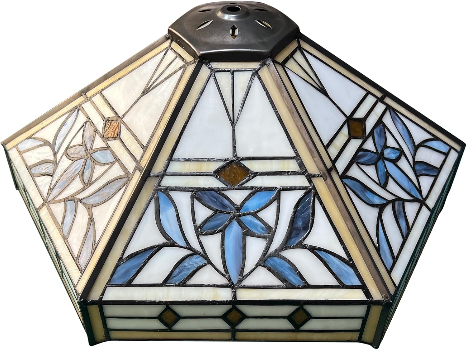 Capulina Tiffany Lamp Shade 16 Inches Wide Accessories Replacement Mission Hexagon Tiffany Style Stained Glass Lampshade for Table Lamp Floor Lamp
