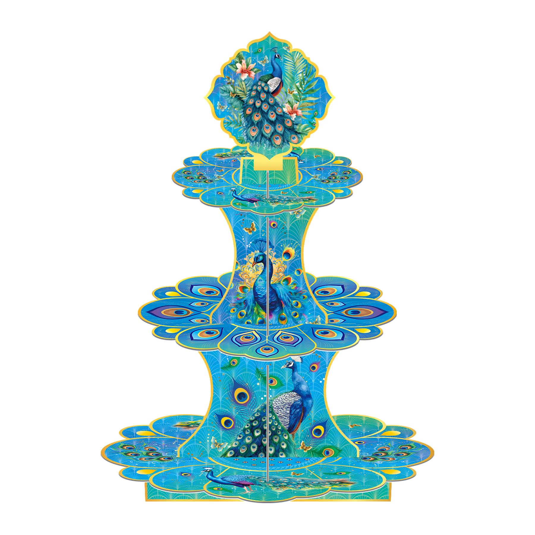 Yxcmdcg Colorful 3 Tier Peacock Cupcake Stand Cupcake Holder Stand Tower Dessert Holder