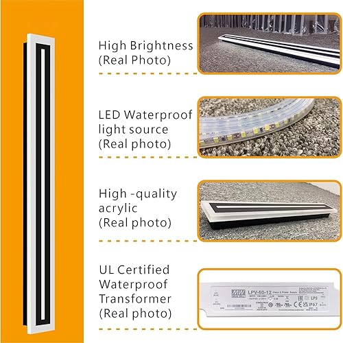 Miniatura 7 de Luces LED modernas para montar en la pared, tira larga negra, iluminación al aire libre, acrílico, idoneidad, jardín, patio, porche, garaje,