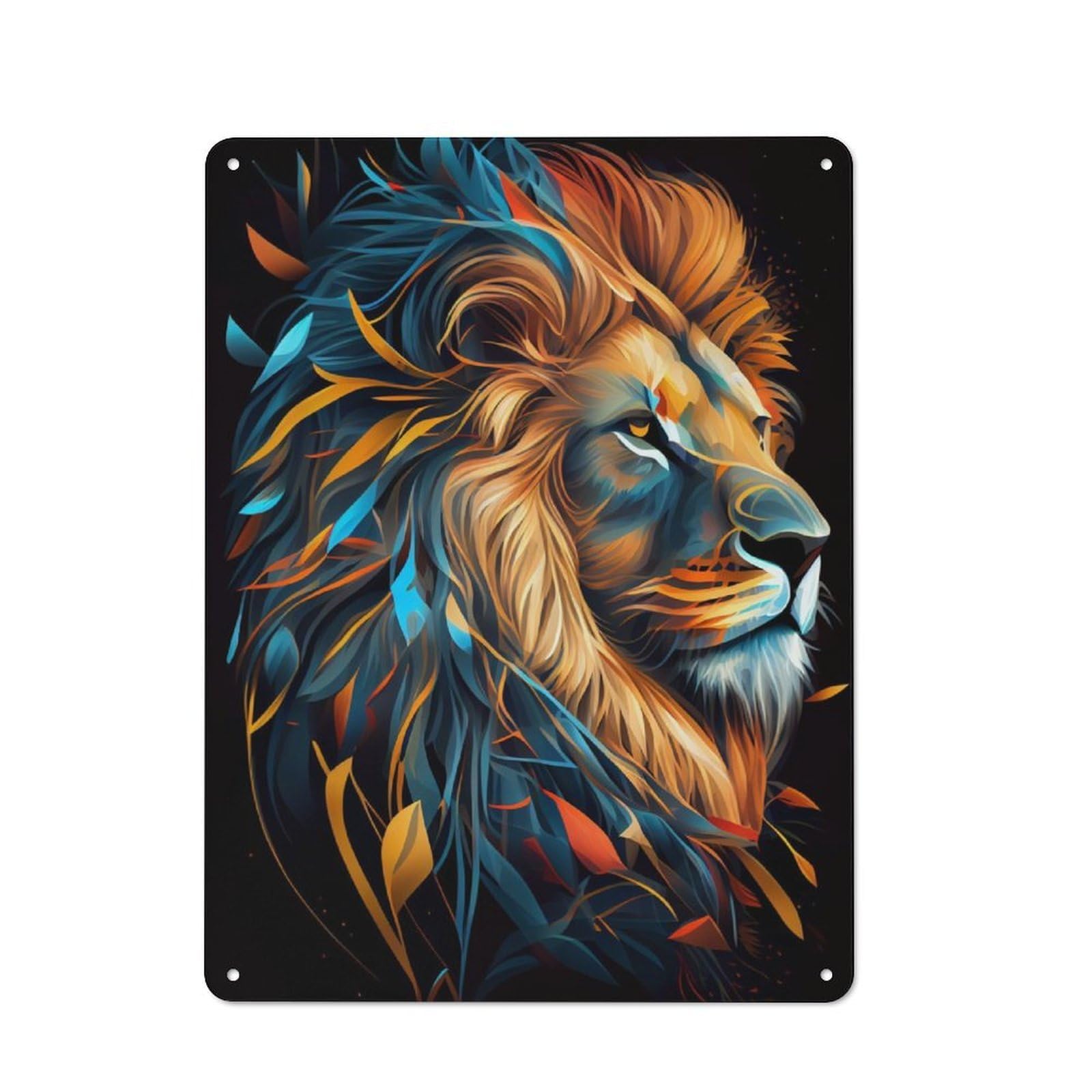 Junmoney Cute Lion Animal Cartoon Tin Wall Plaque 40X30cm With For Garage Wall, For Collectors Of Retro Metal Wall Decor