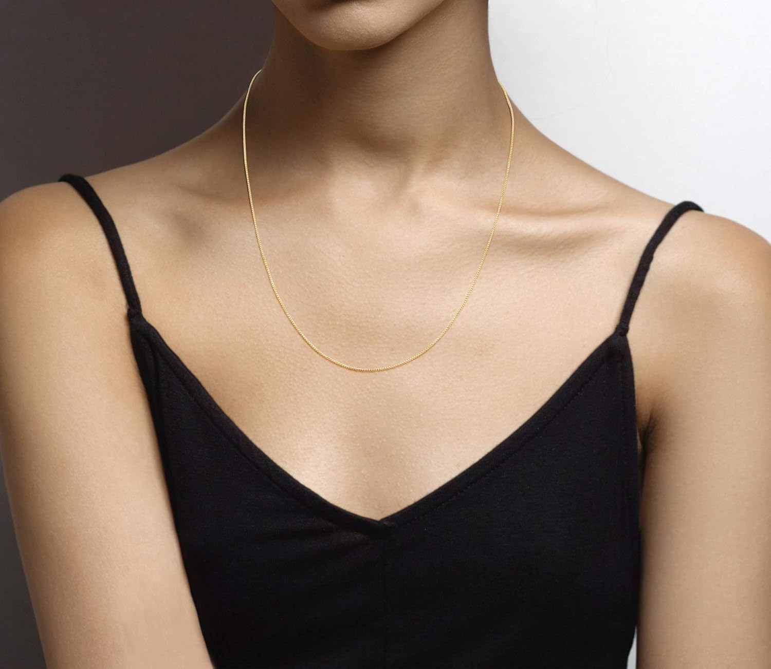 Miabella 925 Sterling Silver or 18K Gold Plated Italian 1mm Adjustable Solid Thin Bolo Box Chain Necklace for Women / 14-24 Inch Slider/Made in Italy