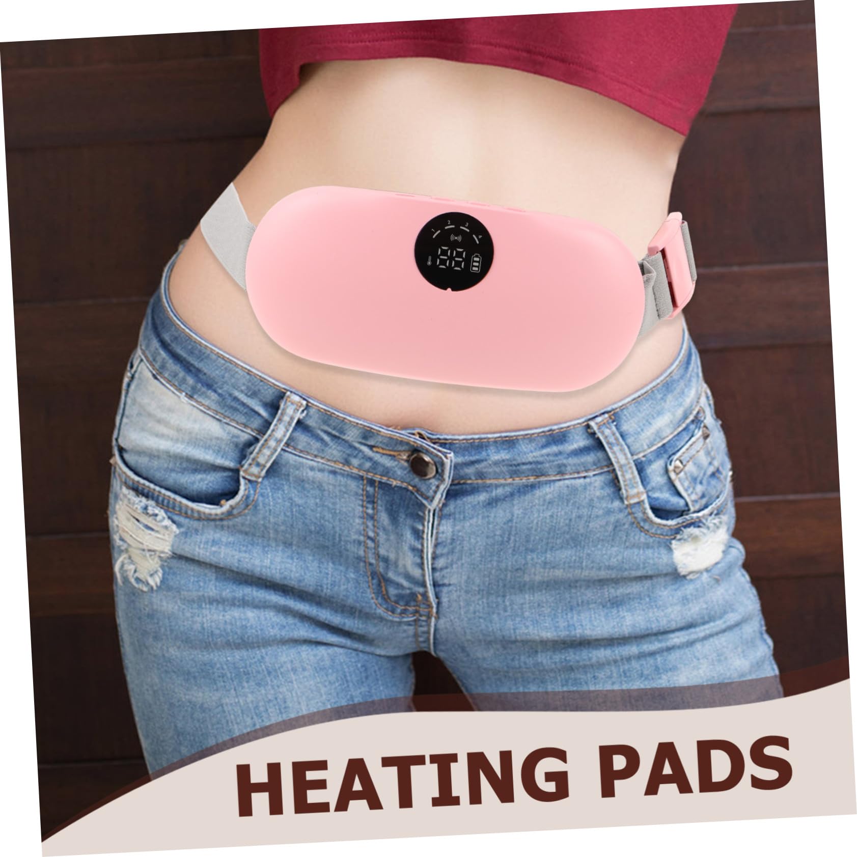 VALICLUD Cinturón Menstrual Masajeador Portátil con Calor Ajustable, Almohadilla Térmica Abdominal Ultrafina Rosa para Alivio de Calambres en Cintura, Calentador Térmico para Uso Diario Femenino