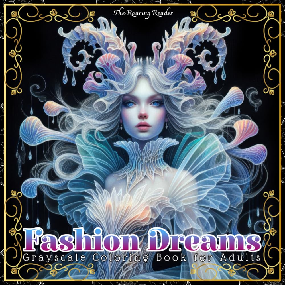 Fashion Dreams Grayscale Coloring Book for Adults: 52 Ethereal Fashion Portraits Inspired by Organic Forms, Fluid Motion, and Magical Fantasy for ... and Relaxation (Nature’s Whimsical Beauty)