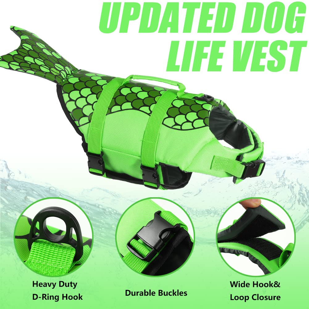 EMUST Giubbotto Salvagente Cane, Ristop Salvagente per Cani, Leggero Giubbotto Salvagente per Cani, Verde Oliva S