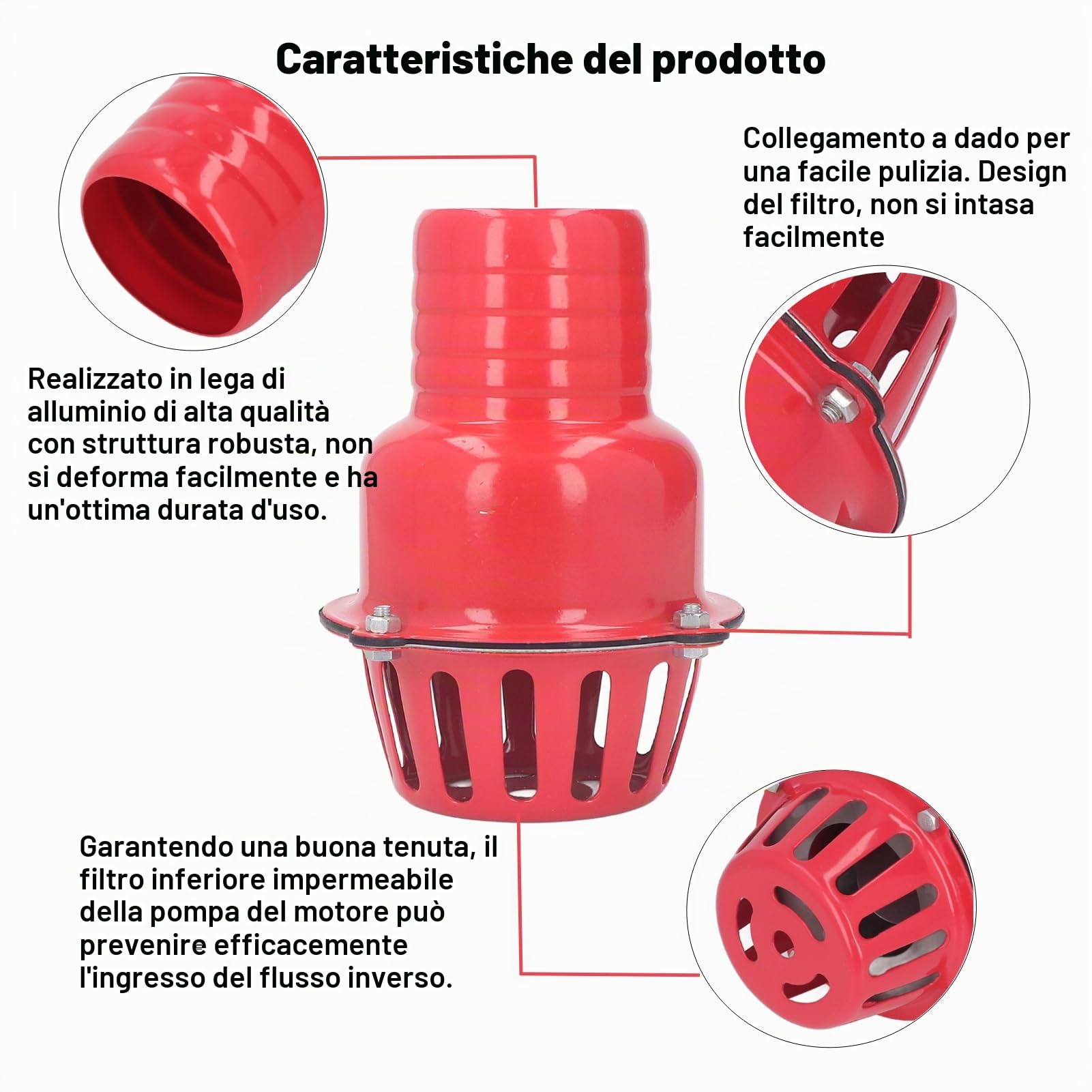 Valvola di Ritegno della Pompa Dell'acqua del Motore Valvola di Fondo della Pompa Dell'acqua 3 Pollici Lega di Alluminio Buon Accessorio per Filtro Inferiore con Buona Tenuta