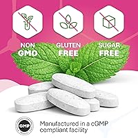 Vista 3 de Probióticos orales para el mal aliento y la salud de las encías - Tabletas masticables de menta probióticas dentales, sin azúcar, sin gluten