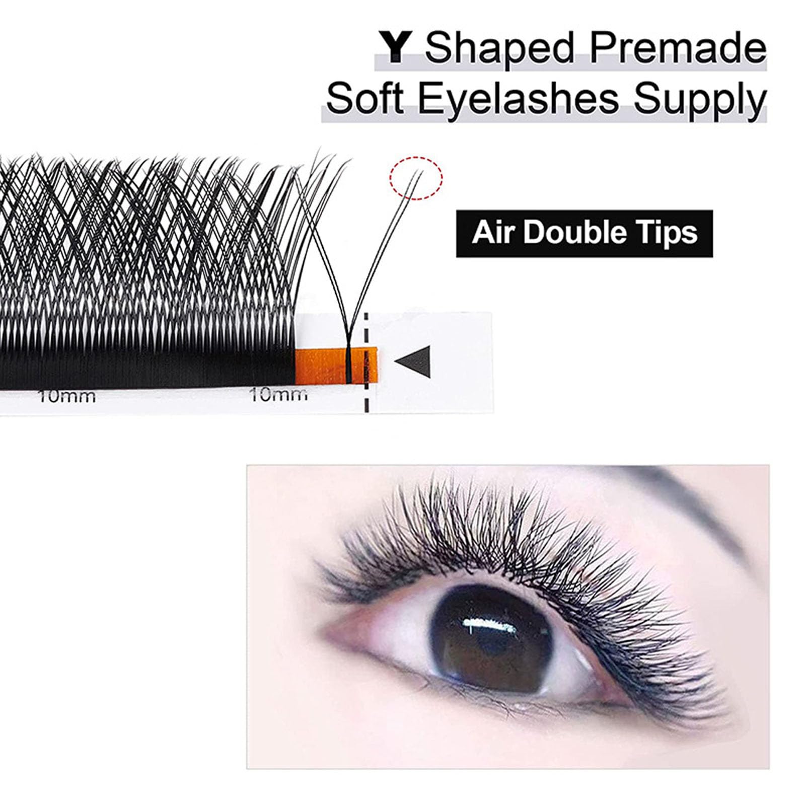 Pestañas Postizas Individuales en Forma de Y Negras, Pestañas en Racimo Suaves 0.07D para Extensiones de, Plantas de Postizas de 8 a 15mm