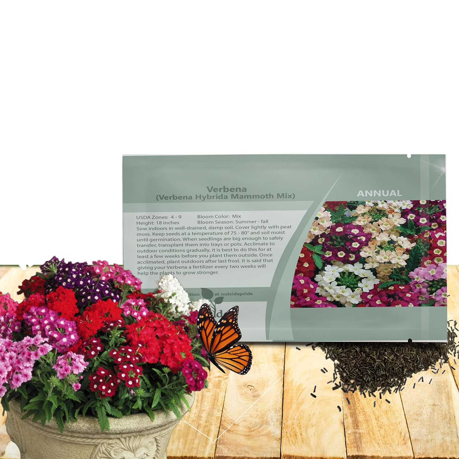 Outsidepride Mammoth Mix Verbena Seeds for Planting - 1000 Pcs. Annual, Drought Tolerant & Easy to Grow, Ground Cover with Fragrant & Vibrant Blooms for Containers, Borders & Pollinator Gardens