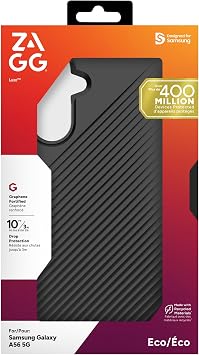 ZAGG Luxe Samsung Galaxy A56 5G Case - 10ft Drop Protection, Eco-Friendly, Wireless Charging Compatible, Slim Lightweight Design, Ripple Pattern for Secure Grip, Black