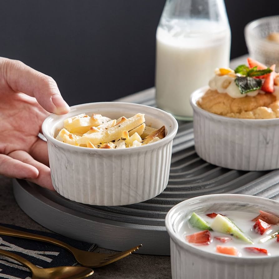 Porcelain Ramekins Set of 6, 6 oz 6 oz Small Ramekin for Baking