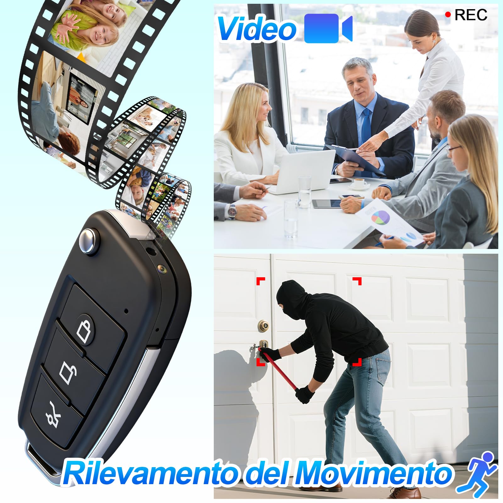 Telecamera Spia Nascosta, 1080P HD Mini Telecamera Spia Nascosta con Visione Notturna, Obiettivo Grandangolare 120° Microcamera Spia con Rilevamento del Movimento