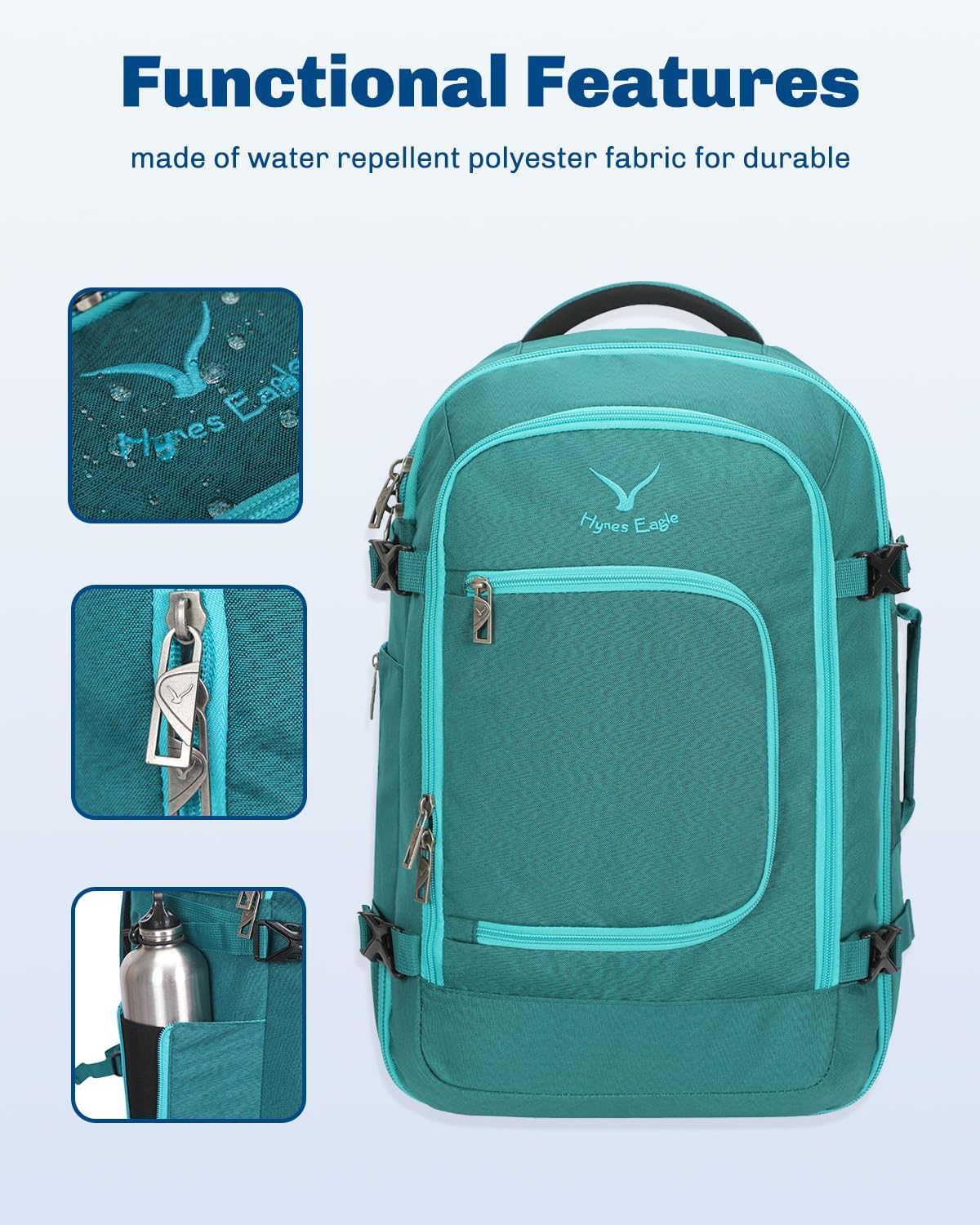 Hynes Eagle Travel Backpack 40L Flight Approved Carry on Backpack Men Large Cabin Weekender Laptop Backpack Women 15.6 inches - Image 5