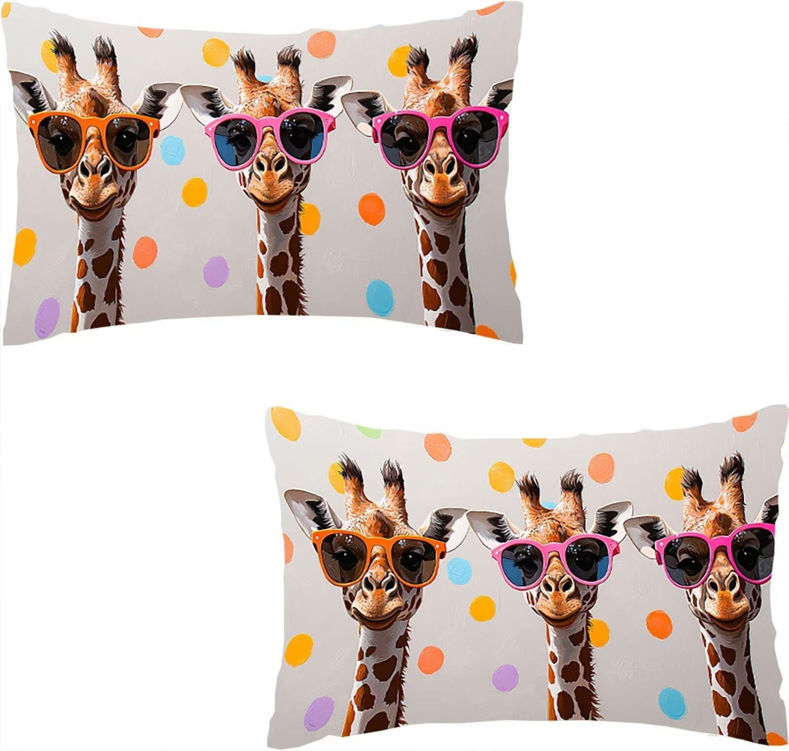 Taie d'oreiller girafe en velours 50x70 cm lot de 2 coussins décoratifs neutres