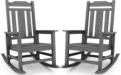 Vista 97 de SERWALL Mecedora de gran tamaño para exteriores, silla mecedora al aire libre de HDPE, azul