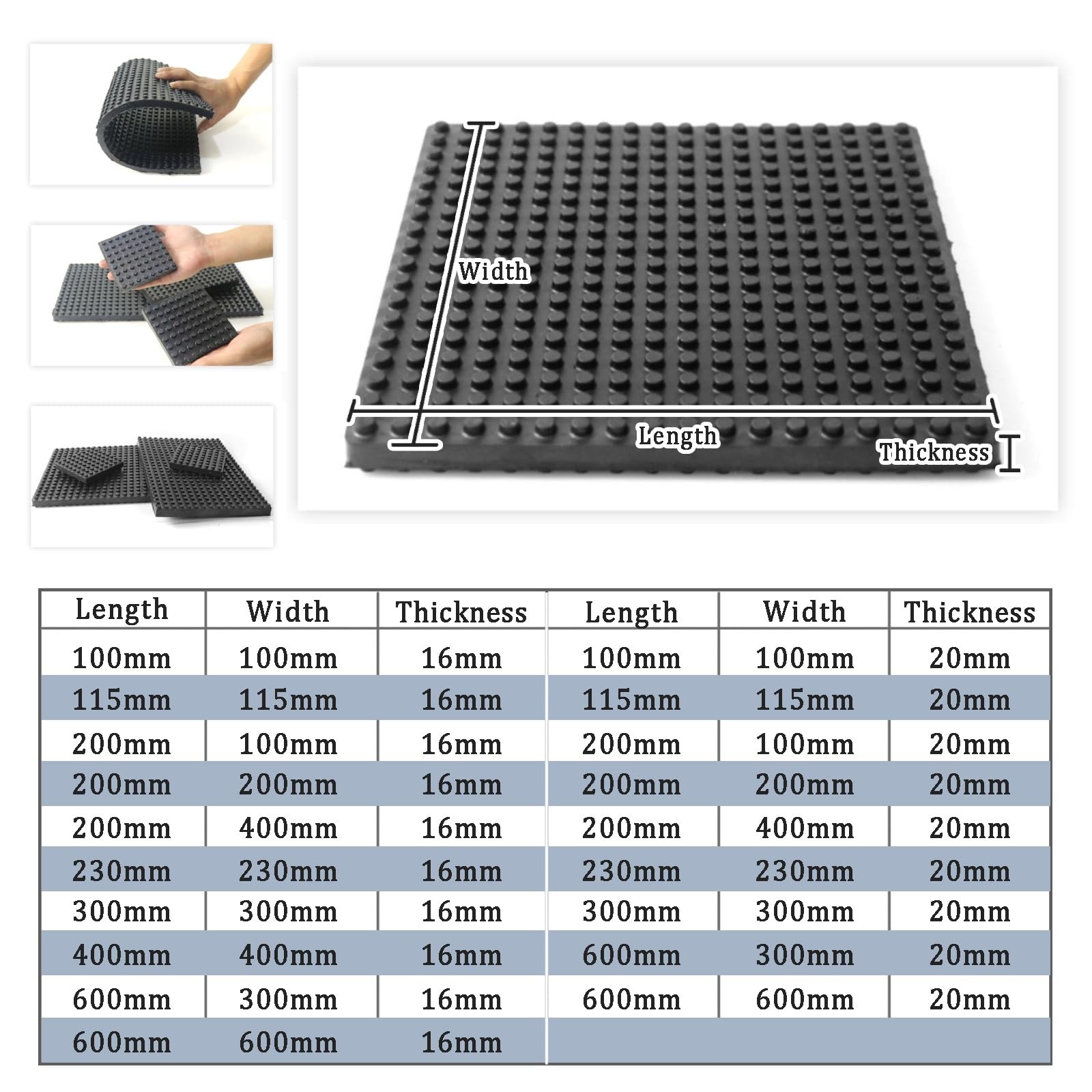 Schwingungsdämpfer für Laufband, Rutschfeste Gummimatte, Stoßdämpfer Schutz für Waschmaschine, Kratzfest, Dellenbeständig, Fitnessgeräte Matte, Bodenschutz Unterlage(200 * 400mm,20mm)