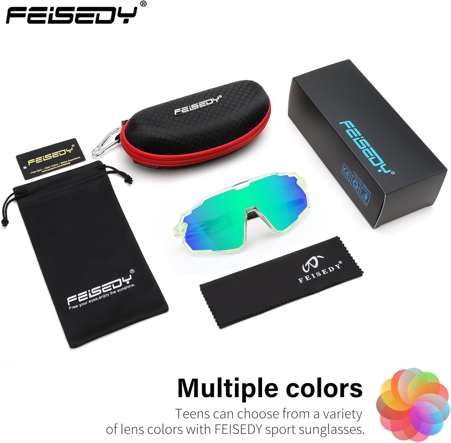 FEISEDY Kids Teens Baseball Polarized Sunglasses Lightweight Frame UV400 Sports Cycling Shades for Boys Girls B0190 - Image 7